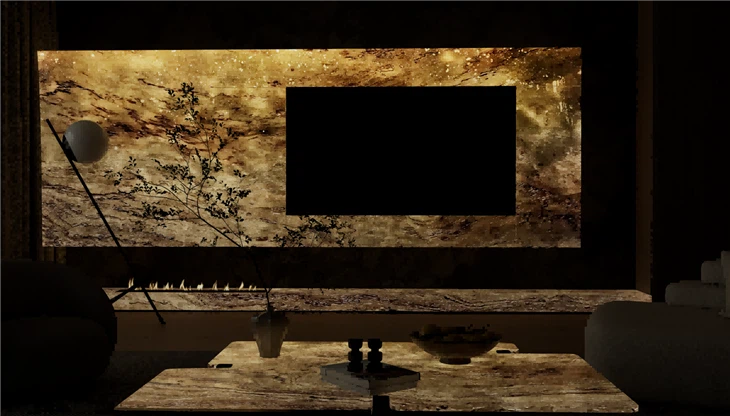 Backlit Stone Backsplash