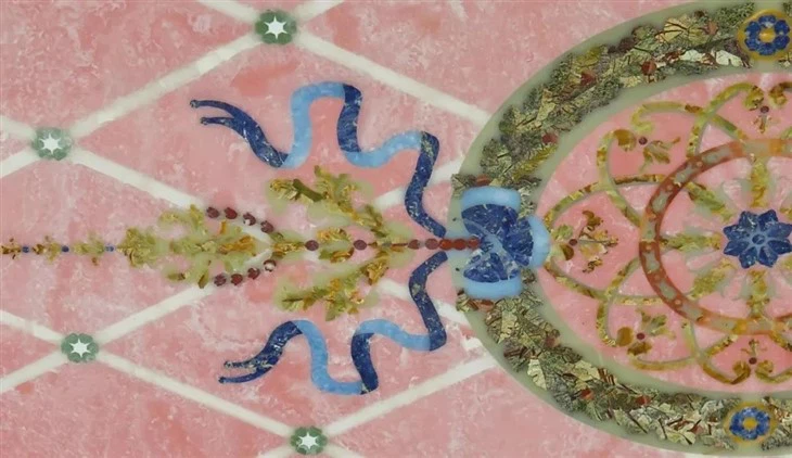 Marble Medallion Waterjet Inlay Rau Chaw Ua Haujlwm Tsev