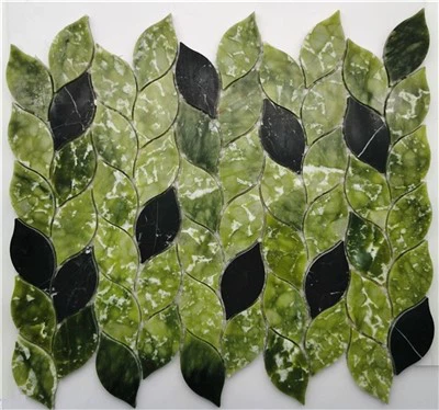 Nplooj Style Ntsuab Marble Mosaic Vuas