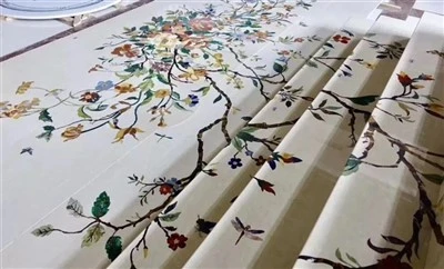 Marble Inlay Rooj Sab saum toj